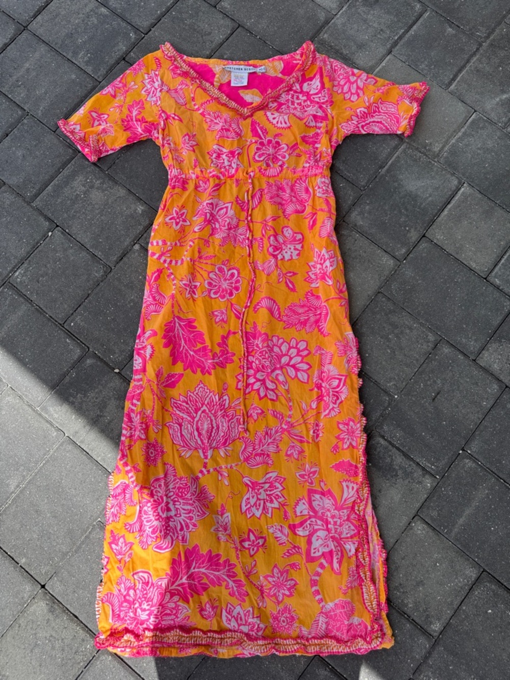 Gretchen Scott Designs Pink and Orange Floral Top